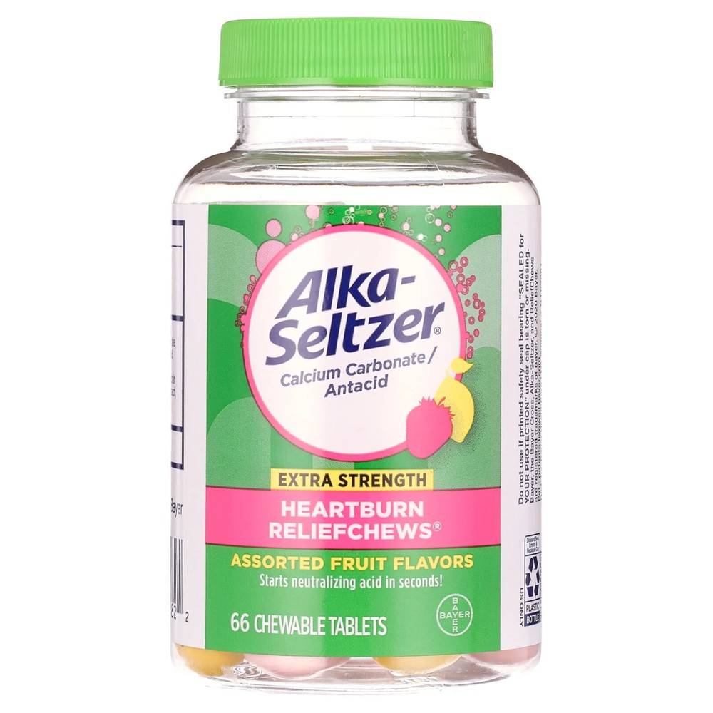 Alka Seltzer Heartburn Relief Antacid Chews, Assorted Fruit Flavors, 66 Count