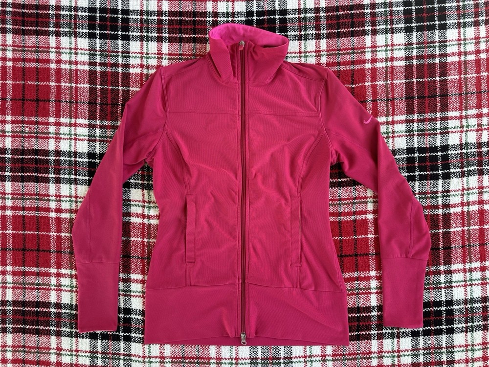 Nike Fit Dry Pink Full Zip Track Jacket High Collar Womens Size Small Vintage