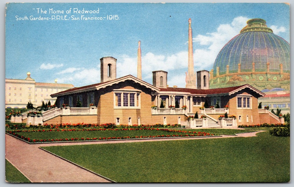 1915 The Home of Redwood South Gardens San Francisco PPIE ANTIQUE Postcard 8696