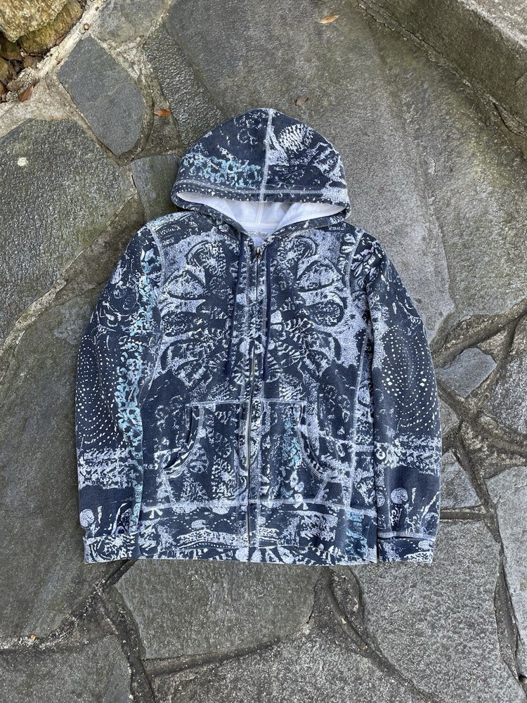 Lucky Brand Women's Large Floral Paisley Hoodie Vintage Y2K Full Zip