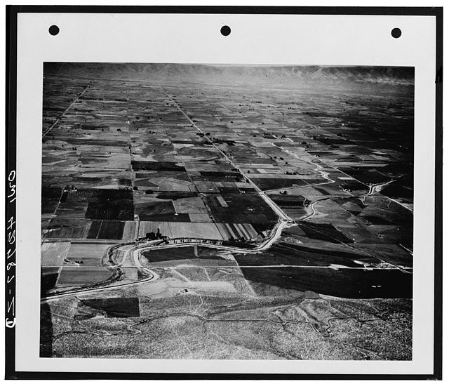Photo:Aerial Farmland Road Network 1940s Agricultural Landscape