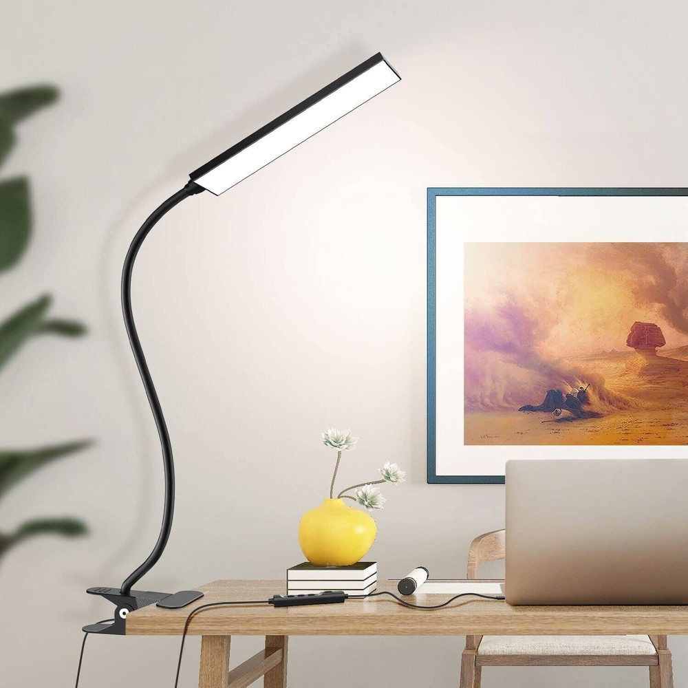 LED Desk Lamp Adjustable Neck Lamp with Clamp Eye-Caring Reading Desk Light 5V