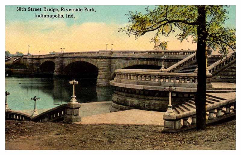 Postcard BRIDGE SCENE Indianapolis Indiana IN m/09 AP7138