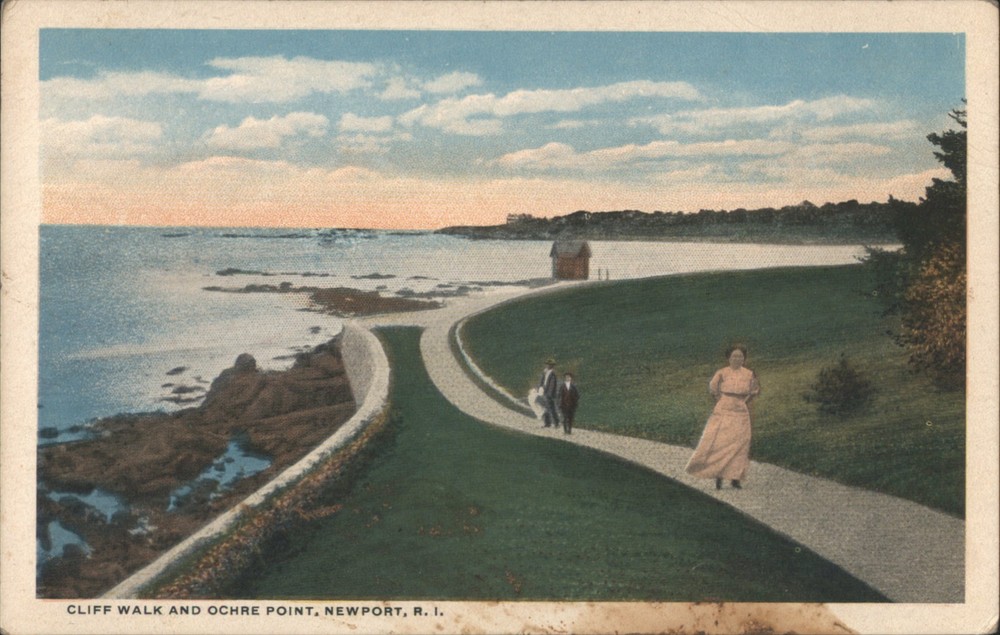 Newport, Rhode Island RI Cliff Walk Ochre Point Original Vintage Postcard