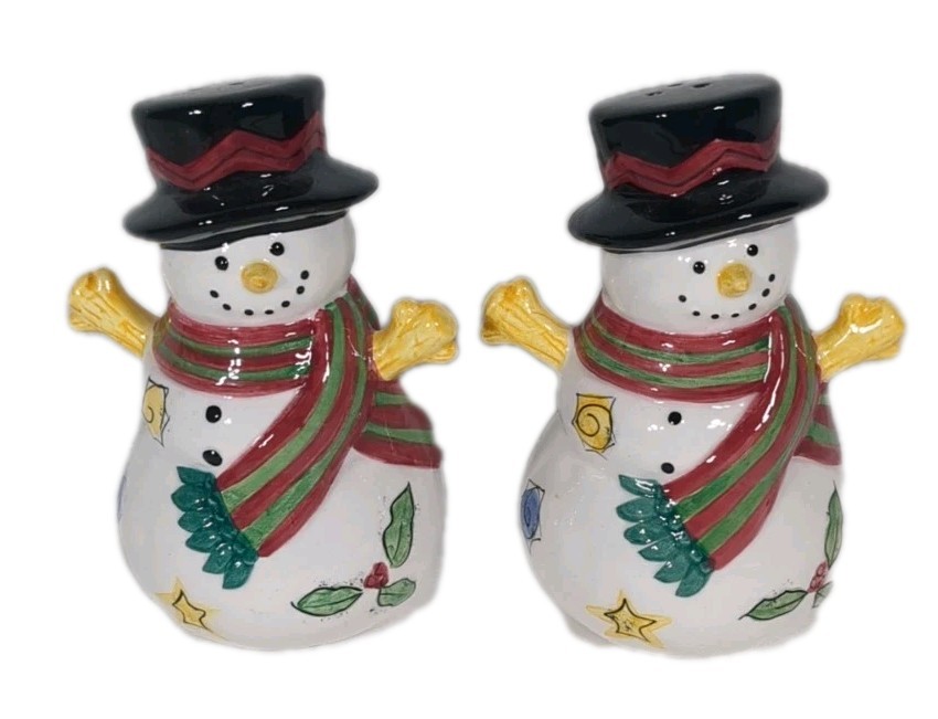 The Sweet Shoppe Christmas Salt & Pepper Shakers Snowmen Sango Sue Zipkin