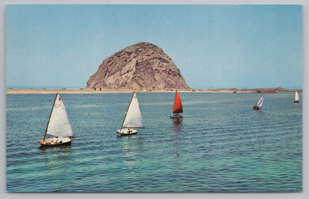 Transportation~Ship~California~Sail Boats on Morro Bay~Vintage Postcard