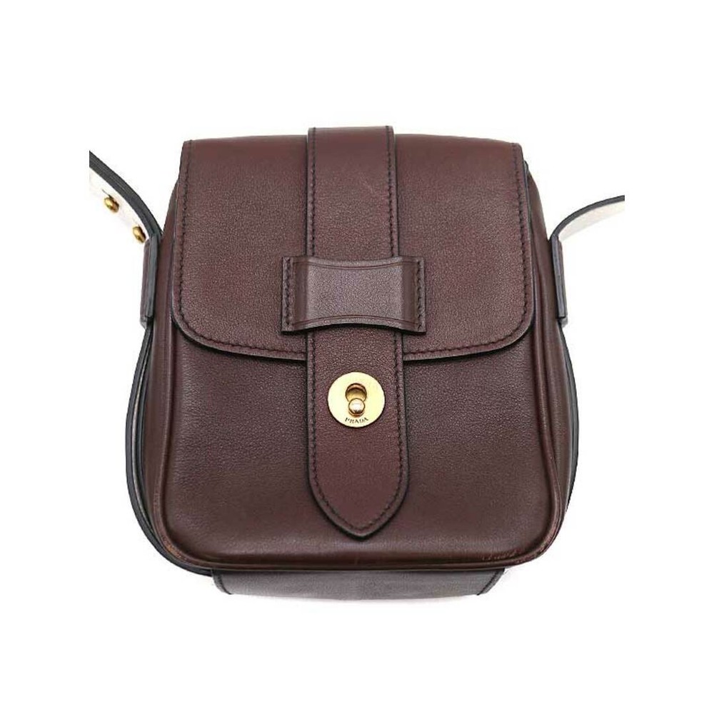 RARE PRADA 16AW Brown White Studded Leather Shoulder Bag