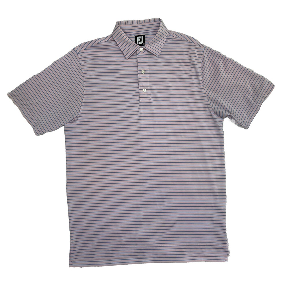 Footjoy FJ Golf Polo Shirt Men’s Size M Medium Pink Blue Short Sleeve Stretch