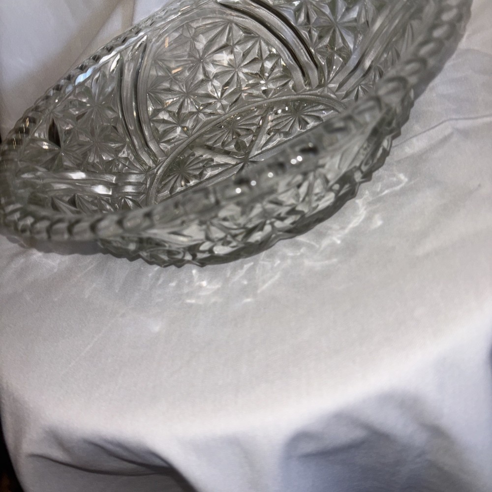 Vintage Salad Bowl LARGE Clear Cut Glass Fruit Serving Deep 10.5