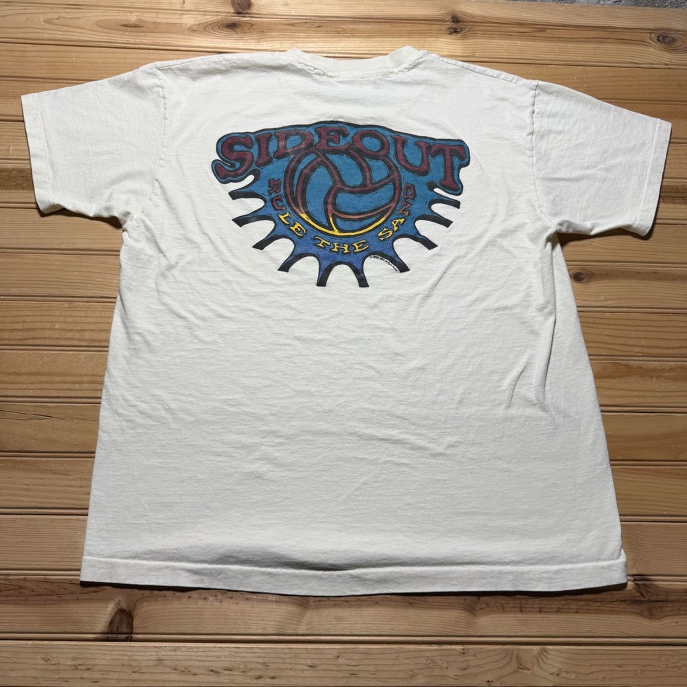 Vintage 90s Sideout Rule The Sand Volleyball Beach Sports Athletic T-Shirt - XL