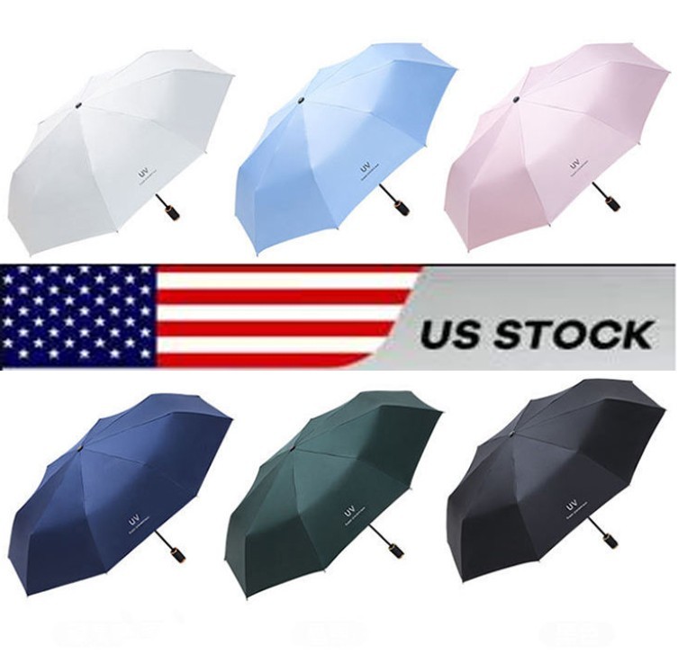 Automatic Umbrella Anti-UV Sun/Rain Windproof 3 Folding Compact Umbrella 8 Ribs
