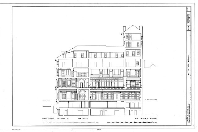New York NY Villard Houses 1900s Madison Avenue Elevation Architectural Drawing