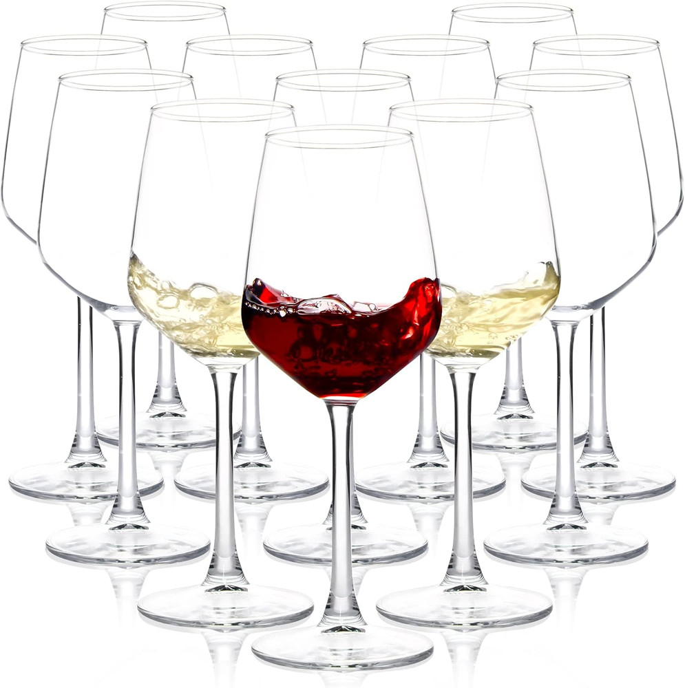 Wine Glasses Set of 12, 12Oz Clear Red/White Wine Cup, Long Stem Wine Glasses fo