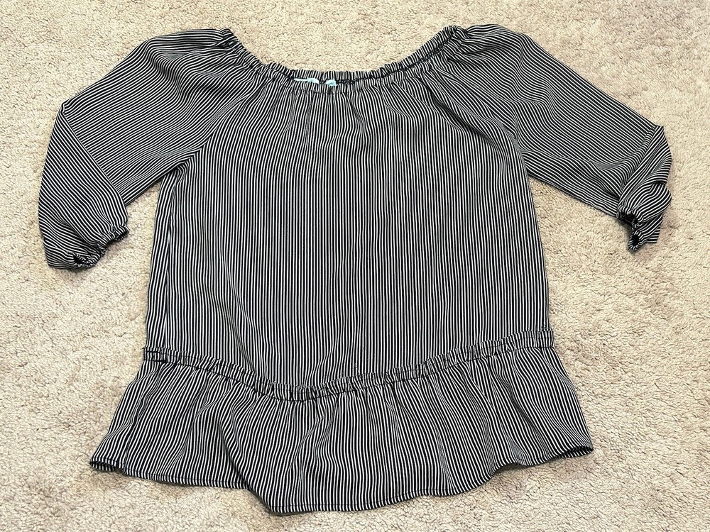 Maurices Womens Shirt Size Small Multicolor Striped Stretch Flowy Ruffle