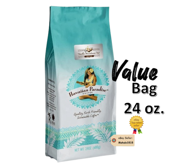 🌺24 oz Hawaiian Paradise Coffee VANILLA MACADAMIA NUT Medium Roast APG