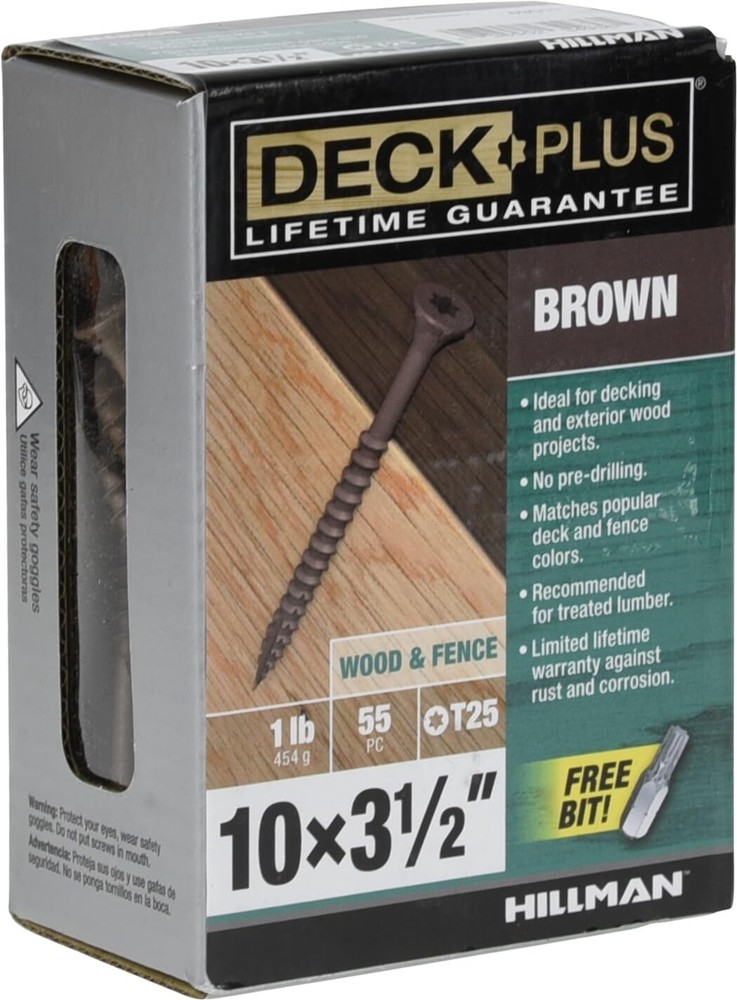Deck Plus Coarse Thread Wood Screws #10 x 3-1/2