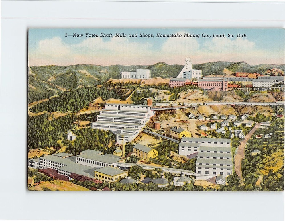 Postcard New Yates Shaft Mills & Shops Homestake Mining Co. South Dakota USA