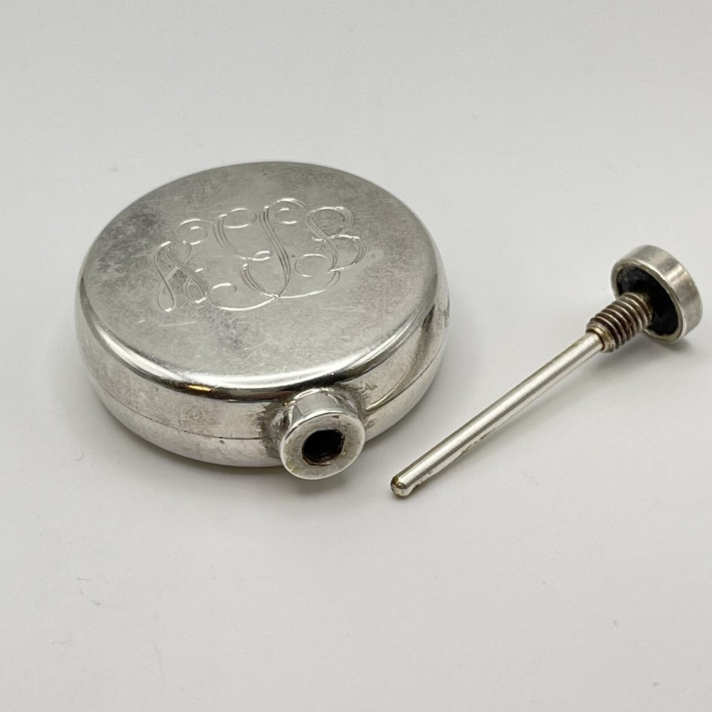 Rare Vintage Tiffany & Co 925 Sterling Silver Round Mini Perfume Bottle Engraved