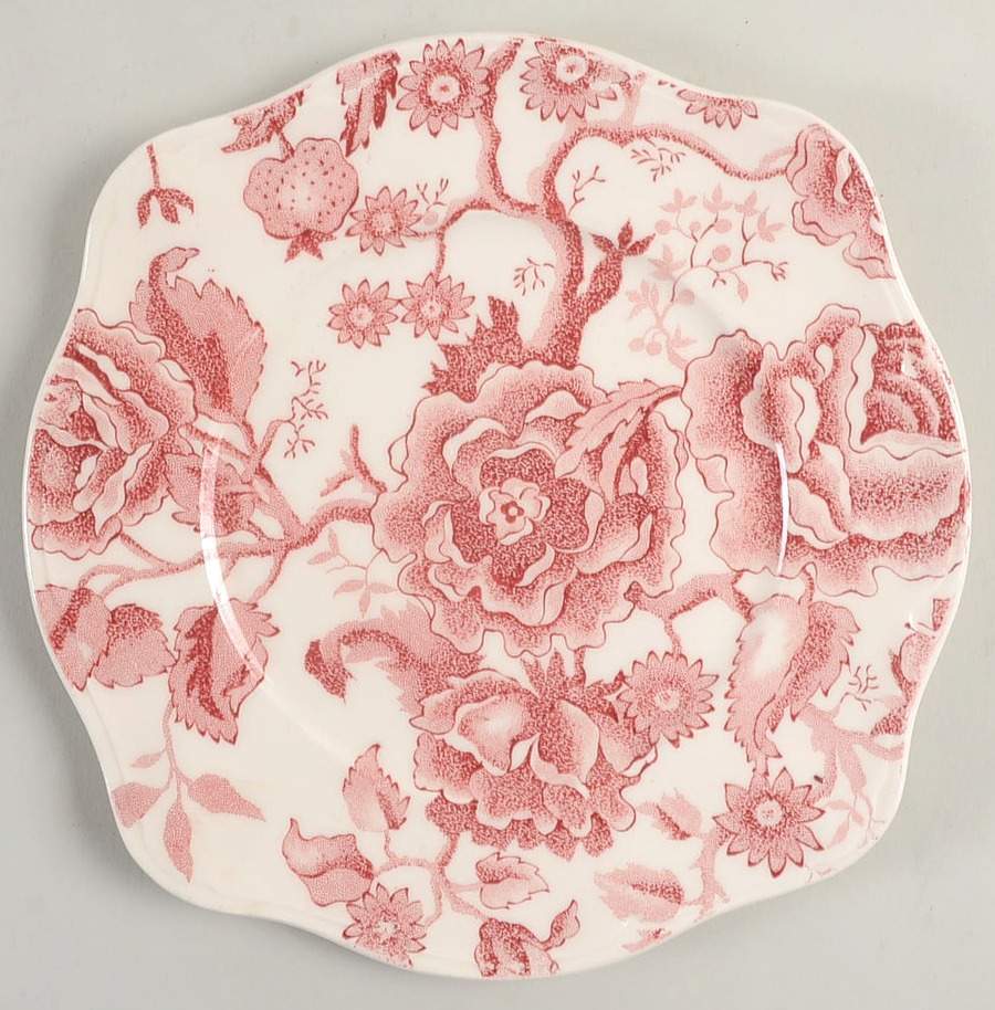 Johnson Brothers English Chippendale Red Pink Square Salad Plate 276142
