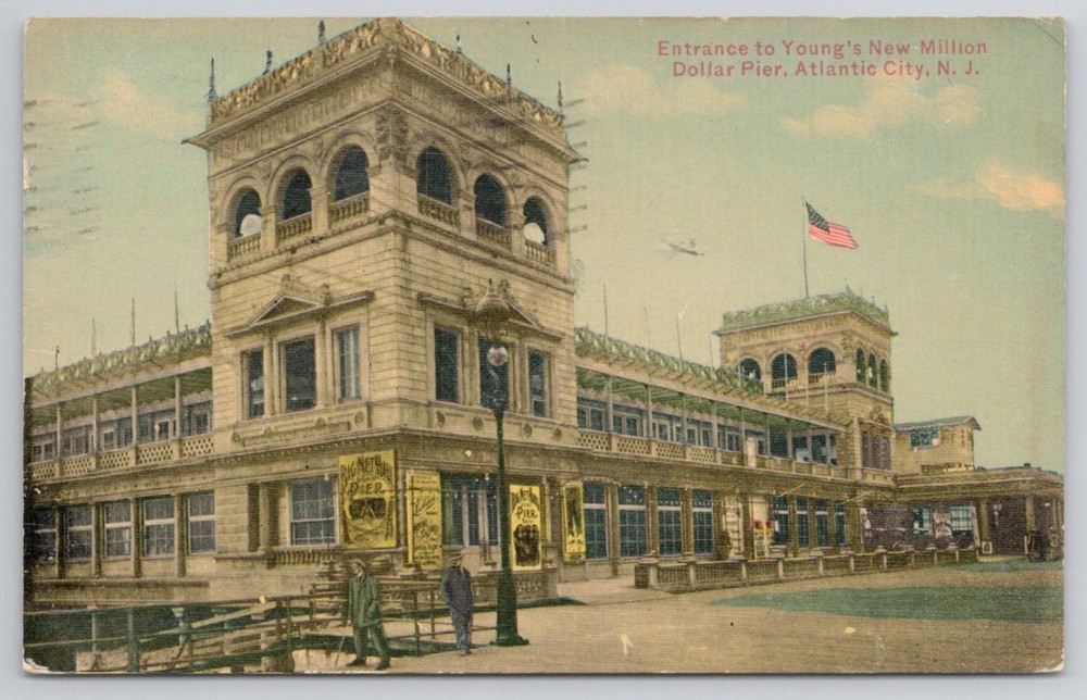 Young's Million Dollar Pier Atlantic City NJ 1911 Postcard Herman Becher