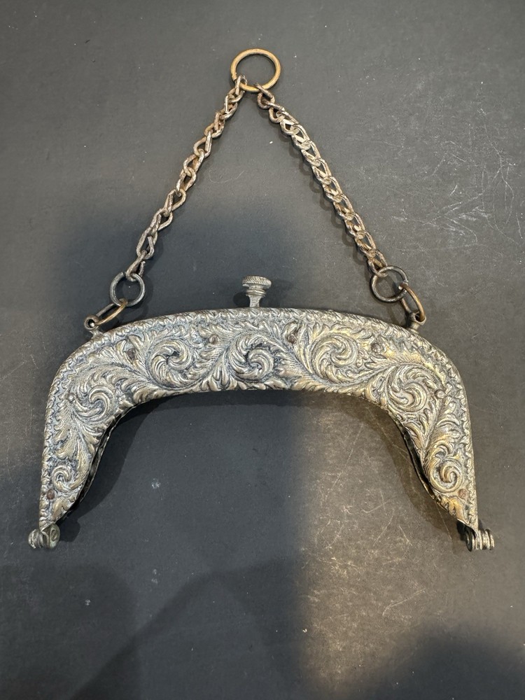 Vintage Ornate Metal Handbag Purse Frame Clasp TT1