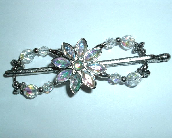 Medium Lilla Rose Flexi Hair Clip Clear Aurora Borealis Crystal New w Tag