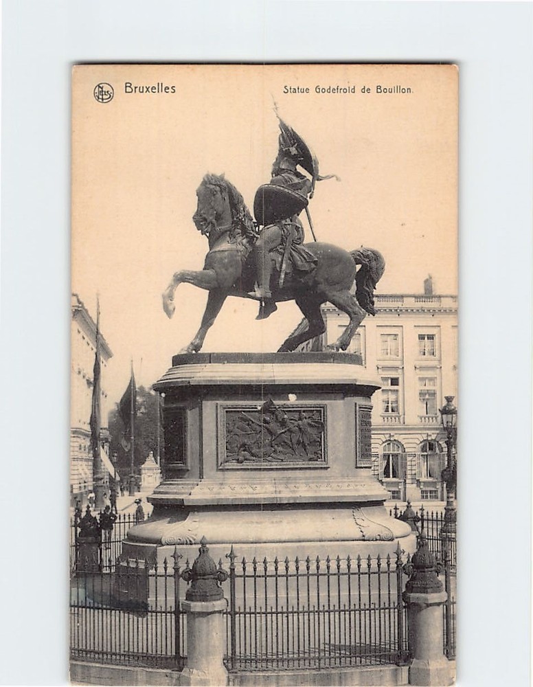 Postcard Statue Godefroid de Bouillon Brussels Belgium