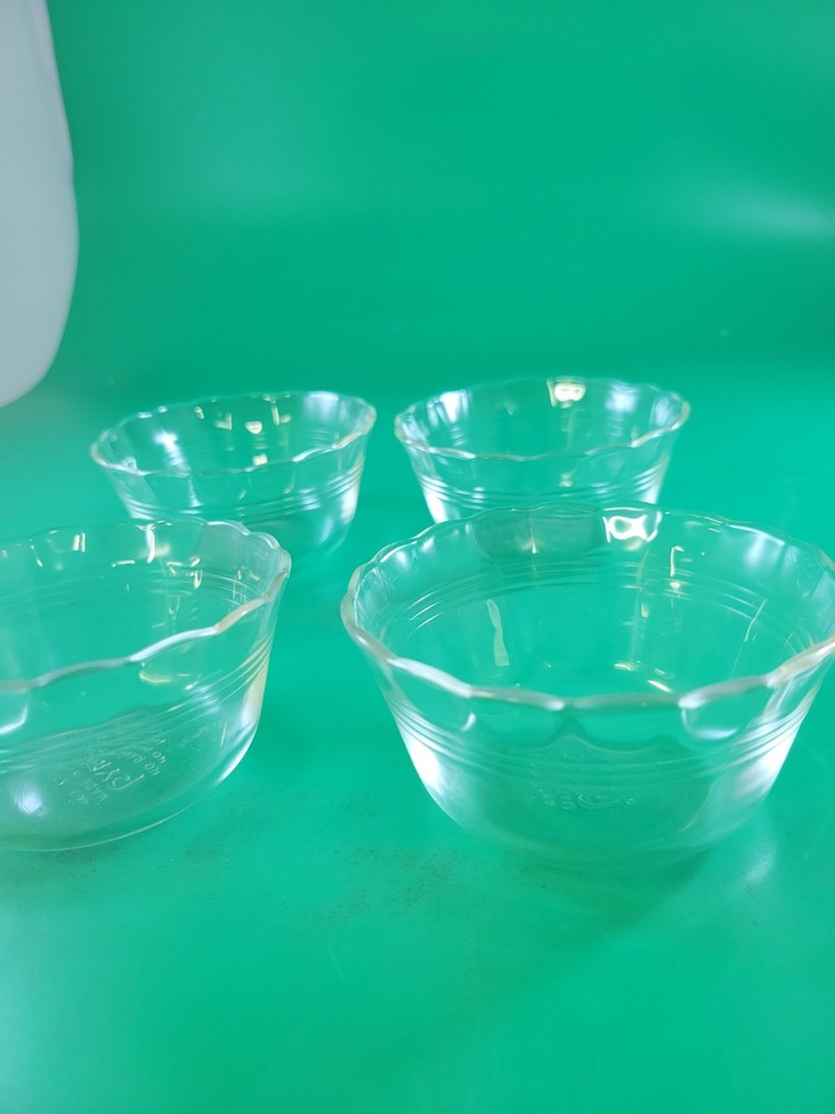 Lot Of 4 Pyrex 463 6 Oz 175 ml Glass Scalloped Rim Custard Cups Ramekin