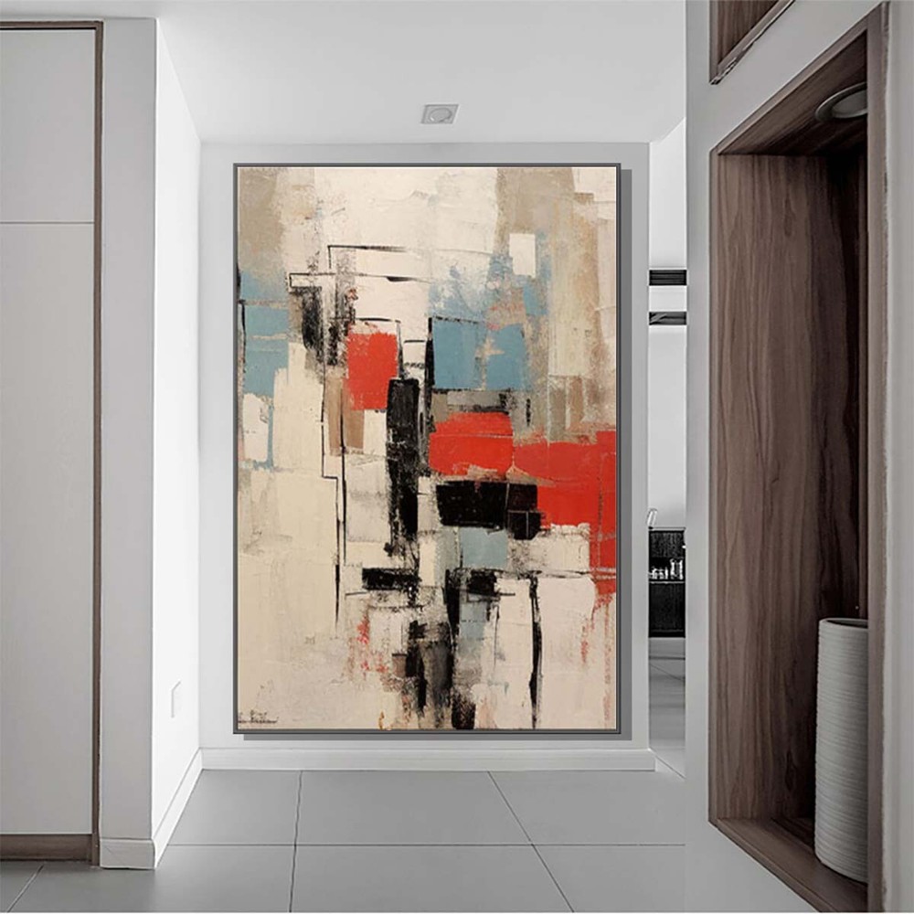 Handmade Oil Painting Abstract Art Oil On Canvas For Living Room Blue Red