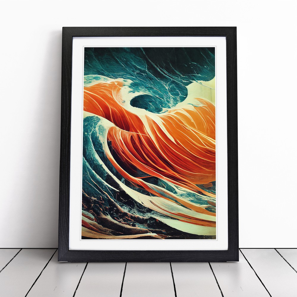 Beach Ocean Wave Abstract No.1 Wall Art Print Framed Canvas Picture Poster Decor