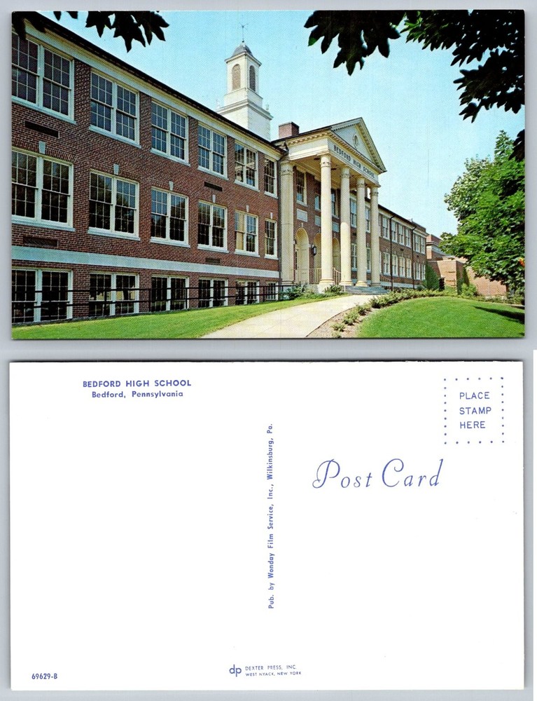 Vintage Bedford High School Pennsylvania Postcard - Dexter Chrome PA