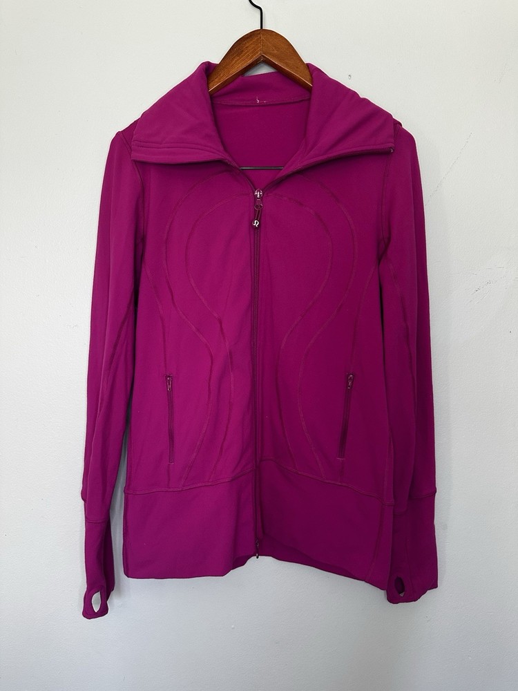 lululemon Pink Full Zip Hooded Track Jacket w/ Pockets Women’s Size 10