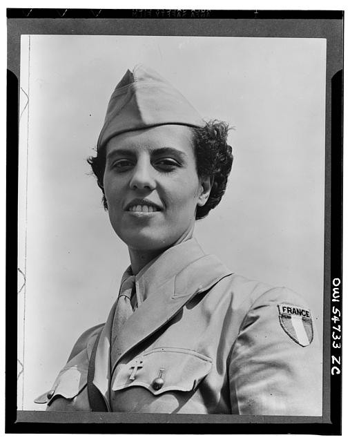 Photo:France Woman Soldier Uniform Portrait 1940s WW2 Europe