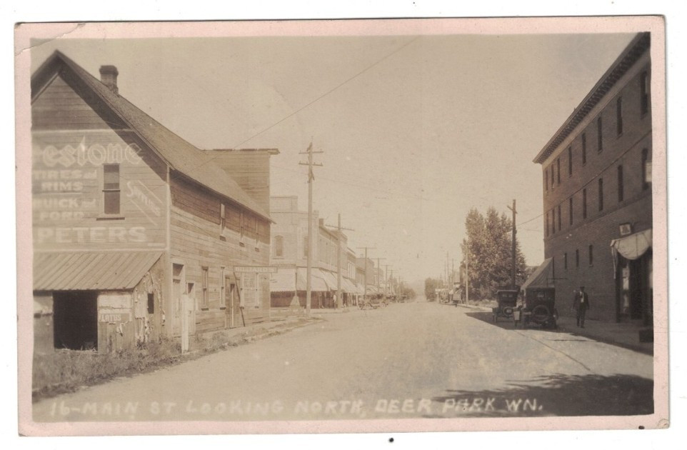 1928 Rppc Real Photo Main Street North Deer Park Washington State Billiards Hall