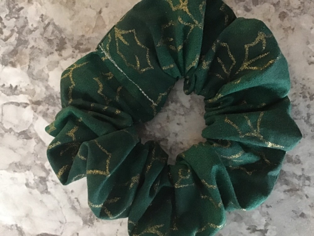 Green Gold Holly Berry Christmas Hair Elastic Scrunchie for VSCO Girls