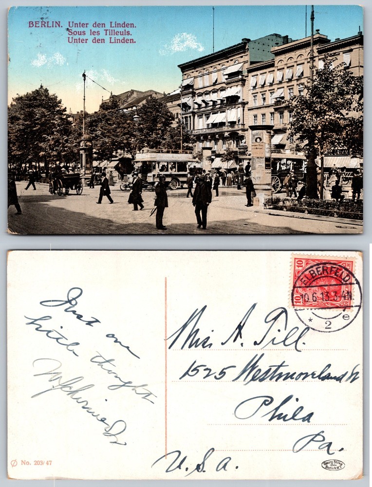 Berlin Unter Den Linden Street Scene Postcard