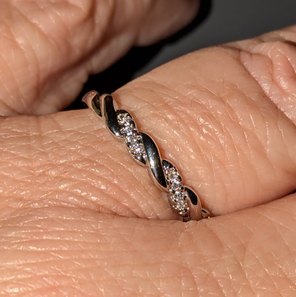 14 K Gold Plated Solid 925 Sterling Silver  And Cubic Zirconia Eternity Band Sz8