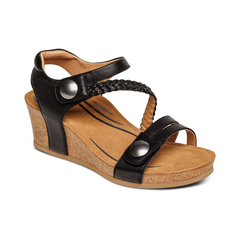 Aetrex Womens Avril Orthopedic Low Heel Wedge Sandals for Comfort