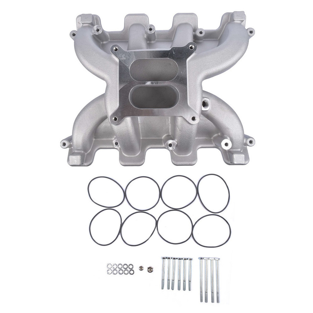 Satin Aluminum Dual Plane Carb Intake Manifold For GM LS1 5.3L LS2 6.0L 300-130