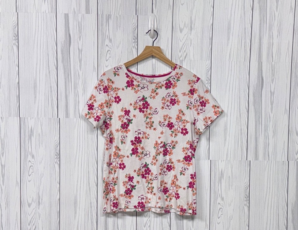 Croft and barrow tee shirt womens size extra large white floral classic