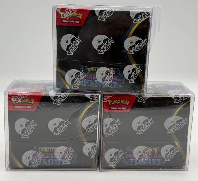 Lot of (3) Pokemon TCG Phantasmal Flames Booster Boxes SEALED ME02PROBSTEIN is actively accepting consignments !!