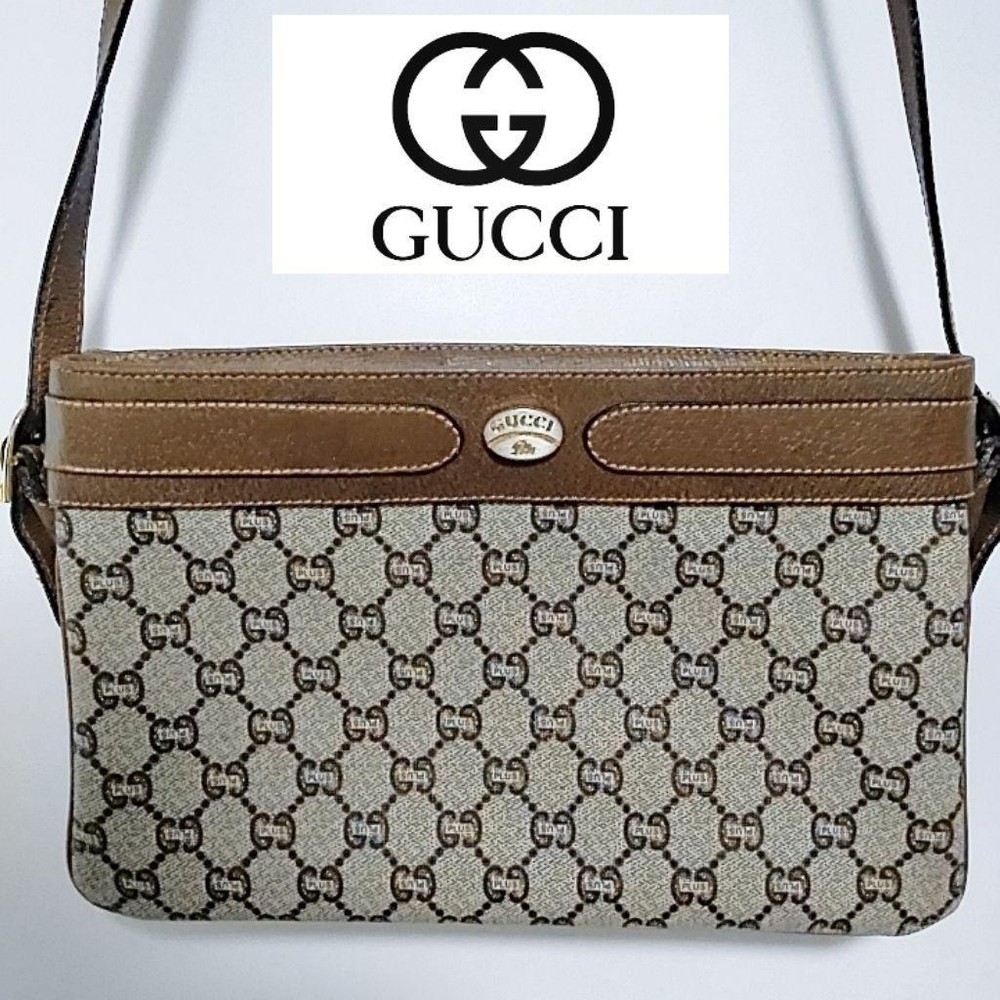 Vintage Gucci GG Brown Shoulder Bag Excellent Condition