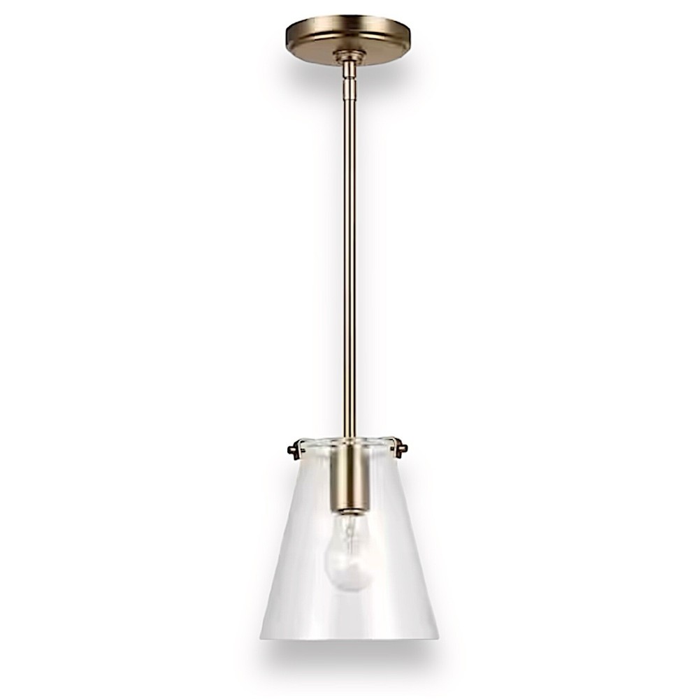 Generation Lighting Blaine 1-Light Satin Brass Hanging Pendant W/ Shade New