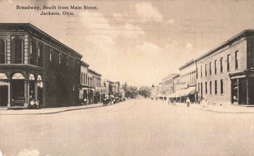 Broadway South from Main Street Jackson Ohio OH 1914 Postcard