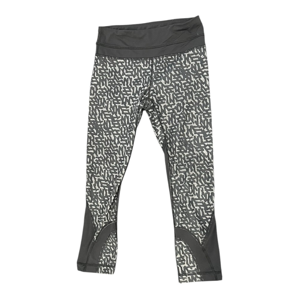 LULULEMON Abstract Striped Black White Yoga Capri Gym Pants Size 4-image