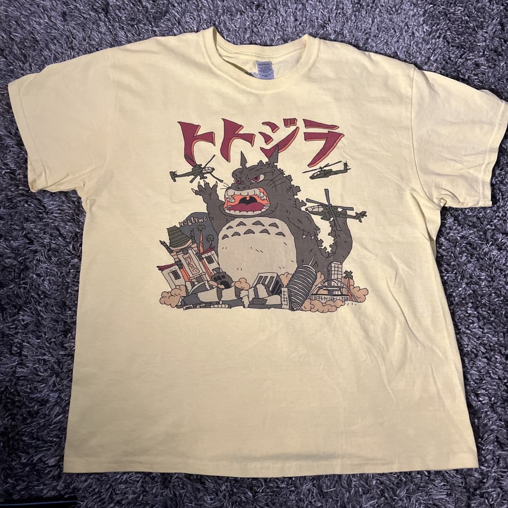 Pop Killer Totozilla Hollywood Yellow T-Shirt Size L Godzilla Vintage EUC