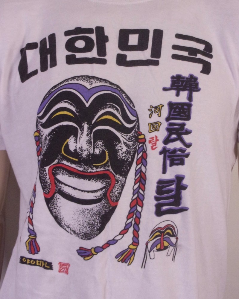 vintage 80s single stitch Japanese Kabuki Theater Mask T-Shirt soft thin XL