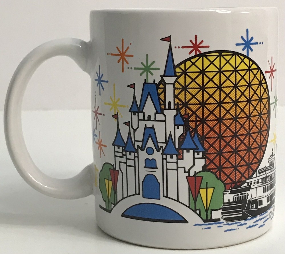 Vintage Disney Parks  I 🖤 Mickey Epcot Magic Kingdom Castle Mug Mickey Mouse