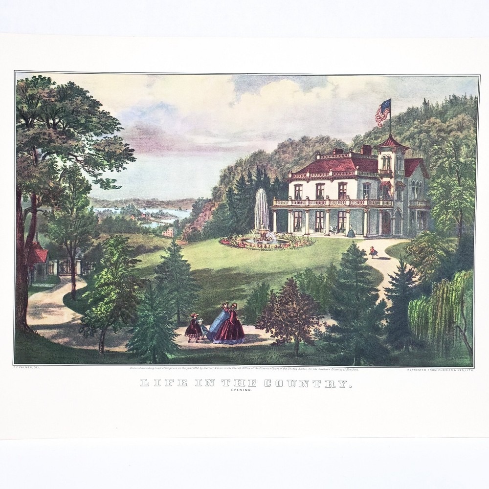 Life In The Country 1952 Lithograph Print Currier & Ives 13 1/2