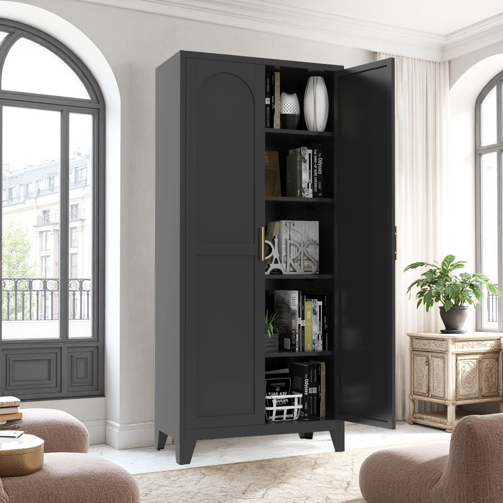 2 Shapely Doors Cabinet Metal Storage Cabinet W Doors Adjustable Shelves